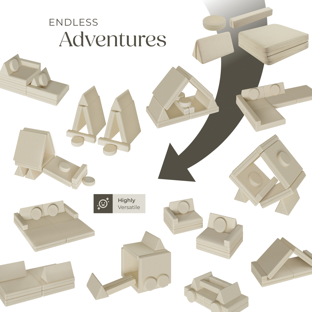 tectake Lilly Beige 8 Piece Thick Padding Kids Sofa with Removable Cover Image 7