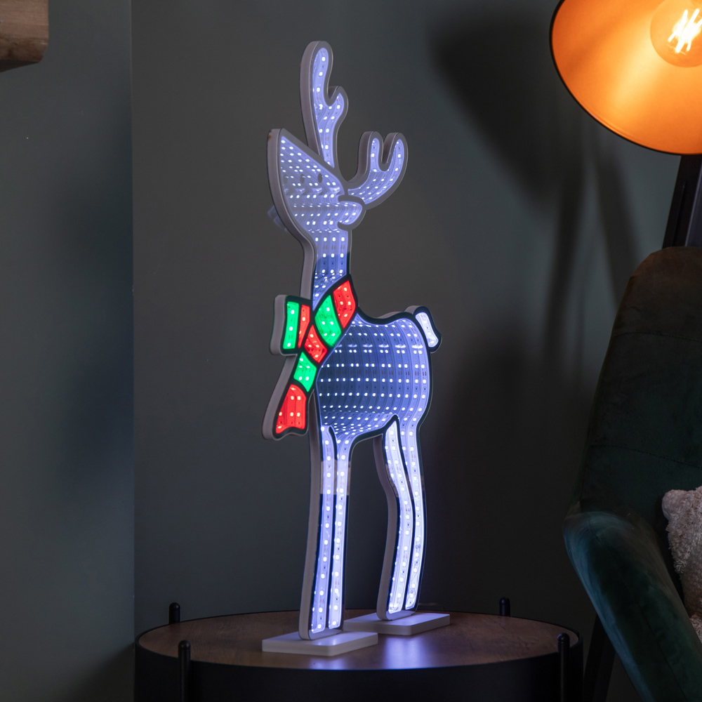 Samuel Alexander Multicolour LED Light Up Standing Reindeer with Scarf Infinity Decoration 60cm Image 5