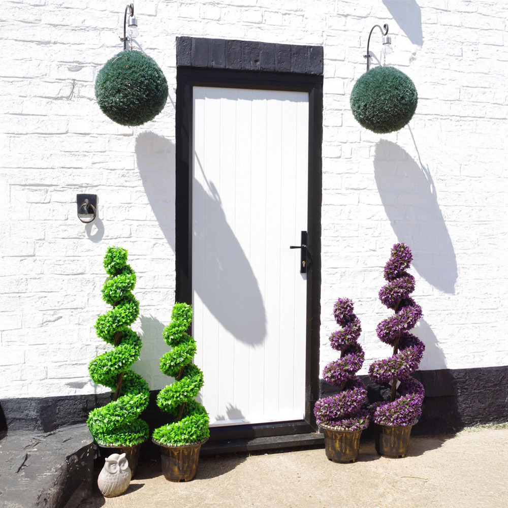 Leaf Artificial Green Large Leaf Spiral with Decorative Planter 120cm Image 2