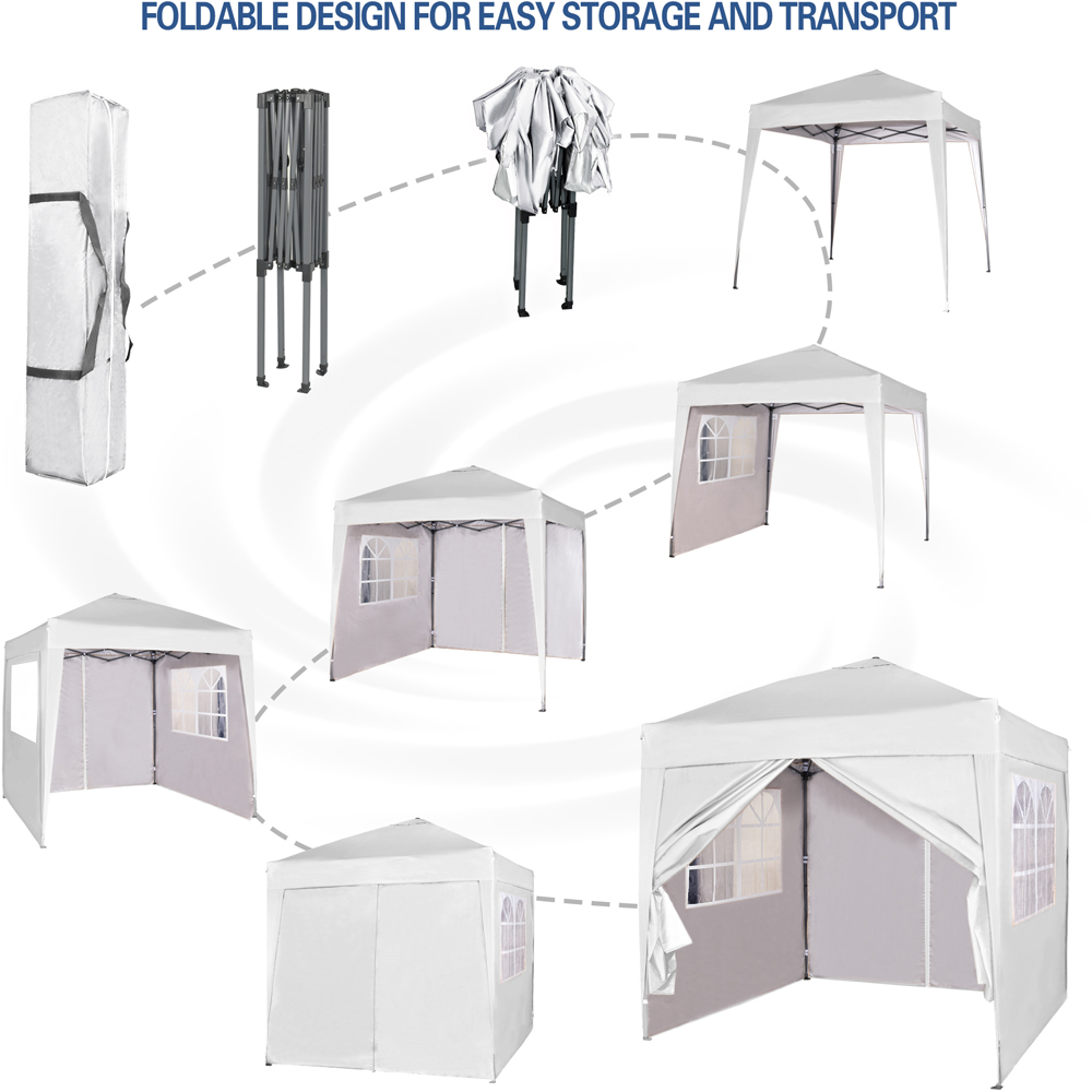 White Pop Up Outdoor Canopy Tent with Removable Sidewalls 2 x 2m Image 6