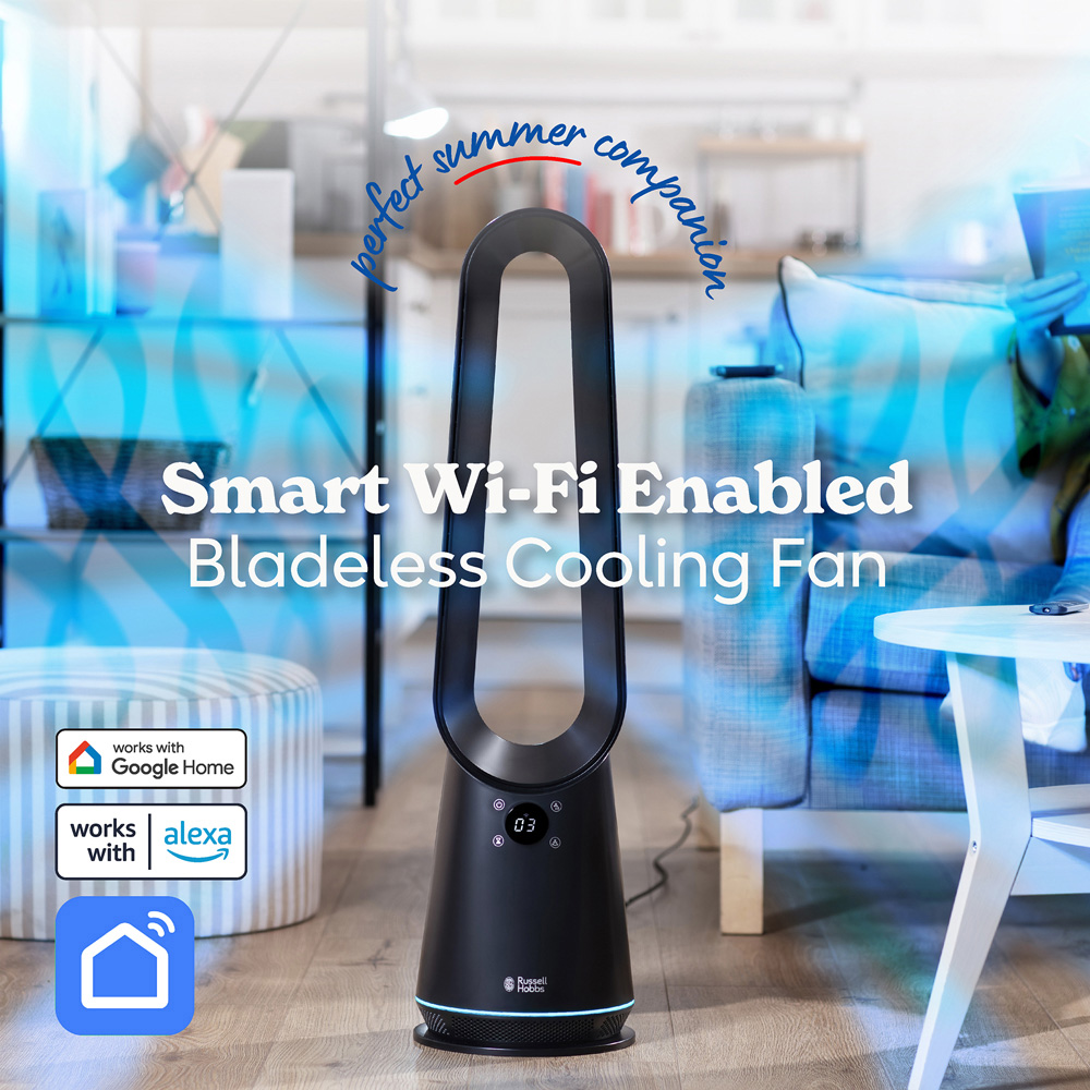 Russell Hobbs Black Smart Bladeless Cooling Fan with Remote Image 3