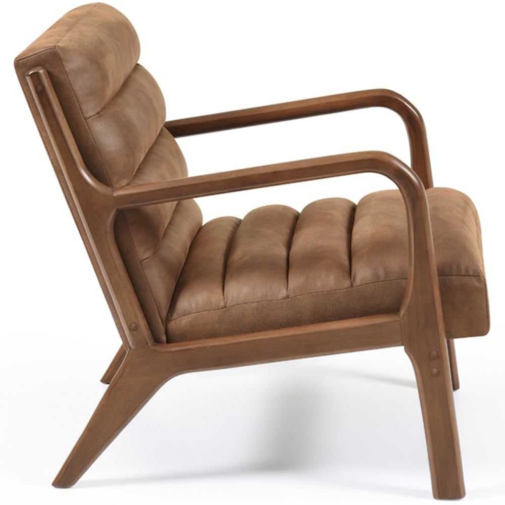 Otis Brown Ribbed PU Chair Image 4