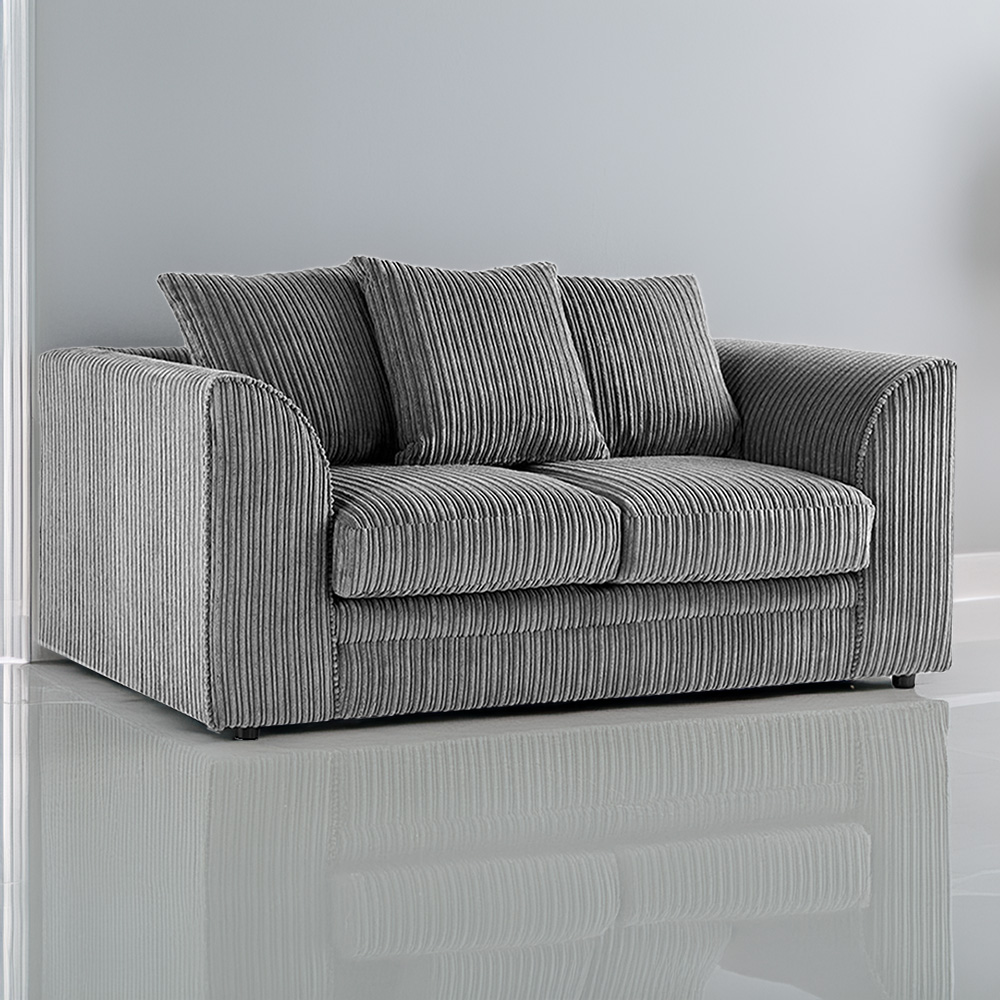 Portland Luxor 2 Seater Grey Jumbo Cord Sofa with Scatter Back Image 1