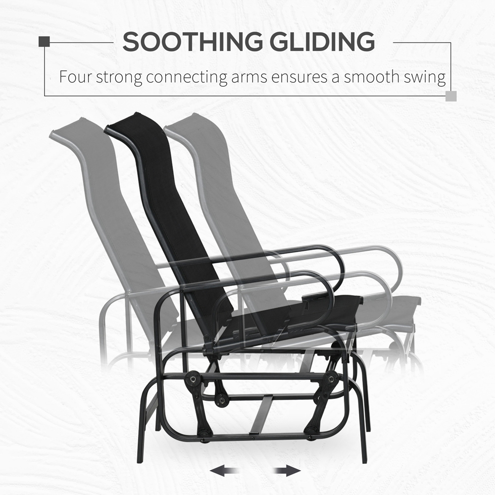 Outsunny Black Metal Outdoor Gliding Rocking Chair Image 4