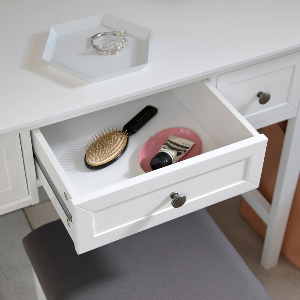 Noa and Nani Karlstad 3 Drawer White Dressing Table and Stool Set Image 5