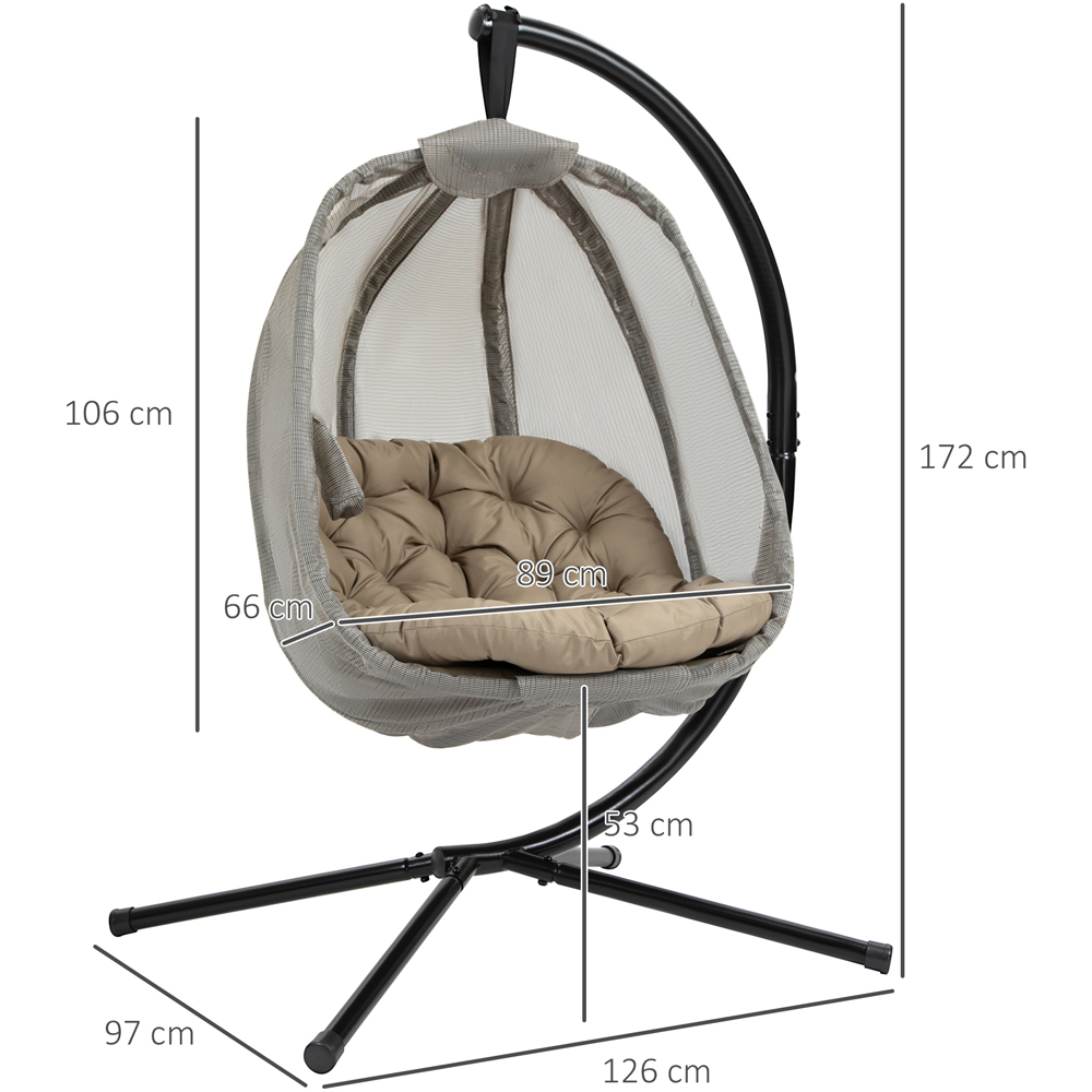 Outsunny Khaki Egg Chair with Cushions Image 8