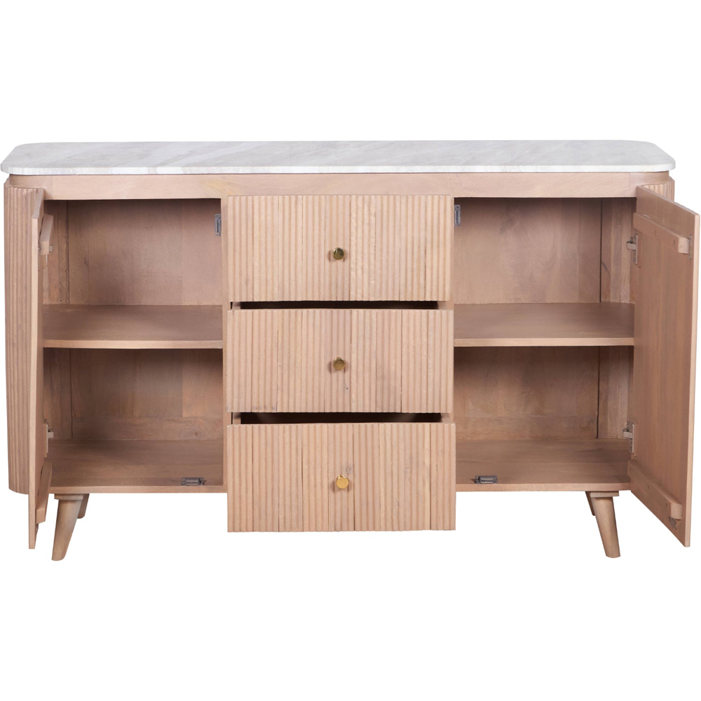 IH Design Bundi 2 Door 2 Drawer Natural Marble and Wood Extra Large Sideboard Image 4