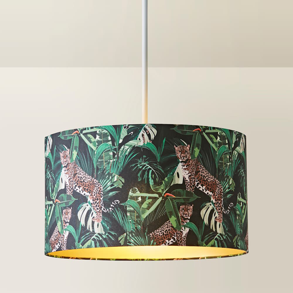 ValueLights Addalyn Green Jungle Animal Print Ceiling Lamp Shade Image 4