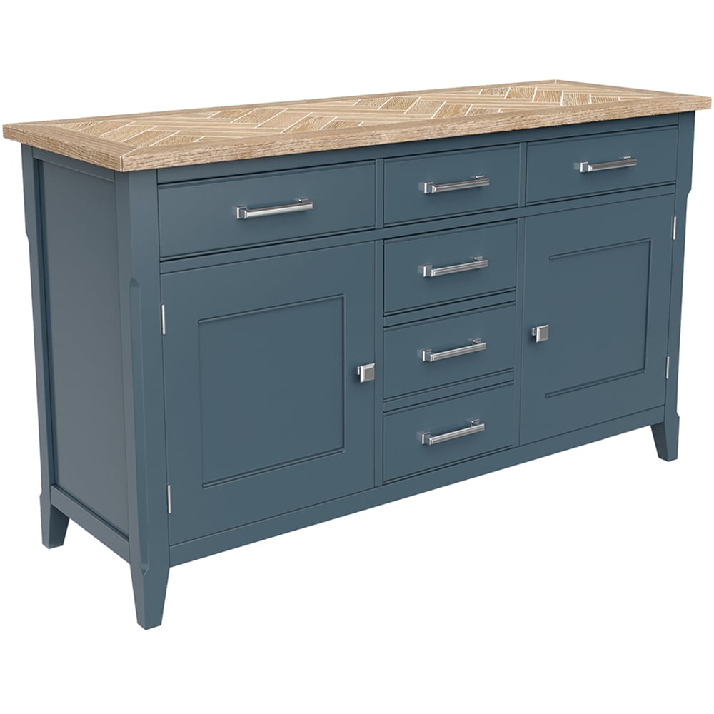 Baumhaus Signature 2 Door 6 Drawer Blue Large Sideboard Image 2