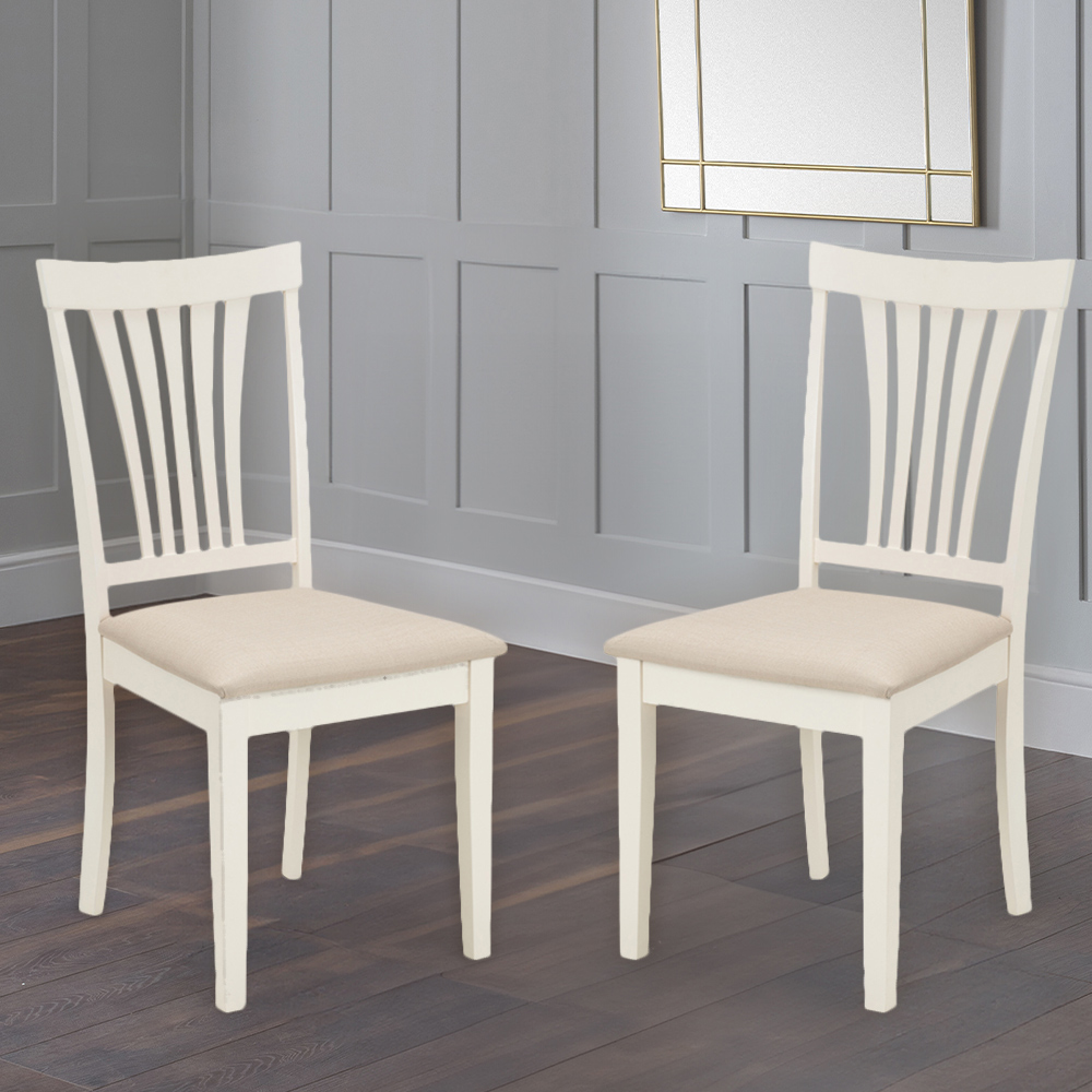 Julian Bowen Stanmore Set of 2 Ivory Dining Chairs Image 1