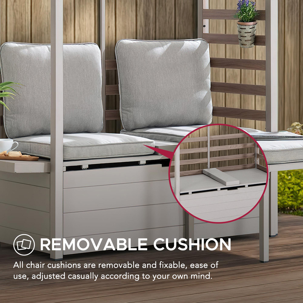 Sunjoy 2 Seater Under storage Patio Loveseat with Footstool and Canopy Image 5