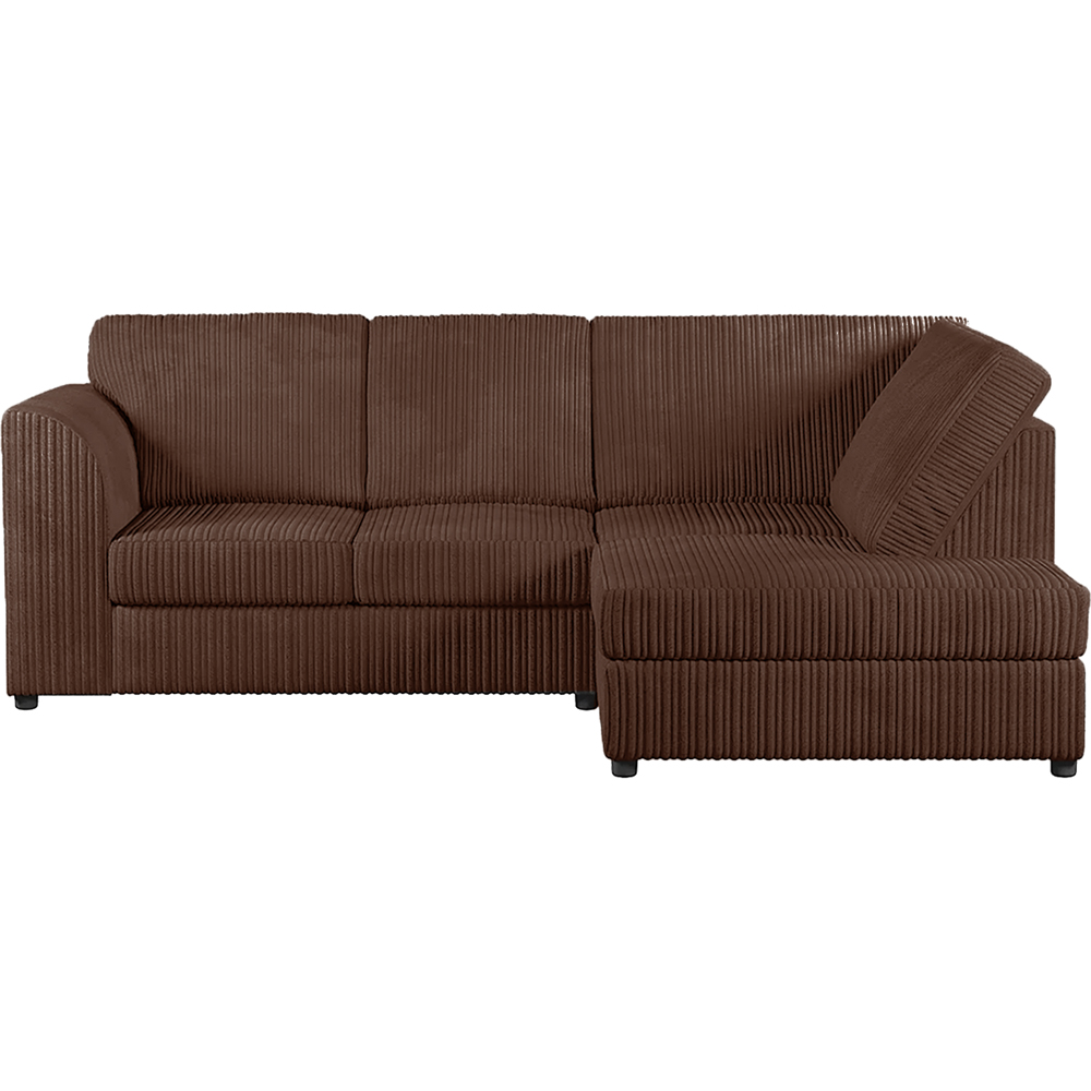 Luxor 4 Seater Chocolate Jumbo Cord Full Back Right Hand L Shape Corner Sofa Image 2