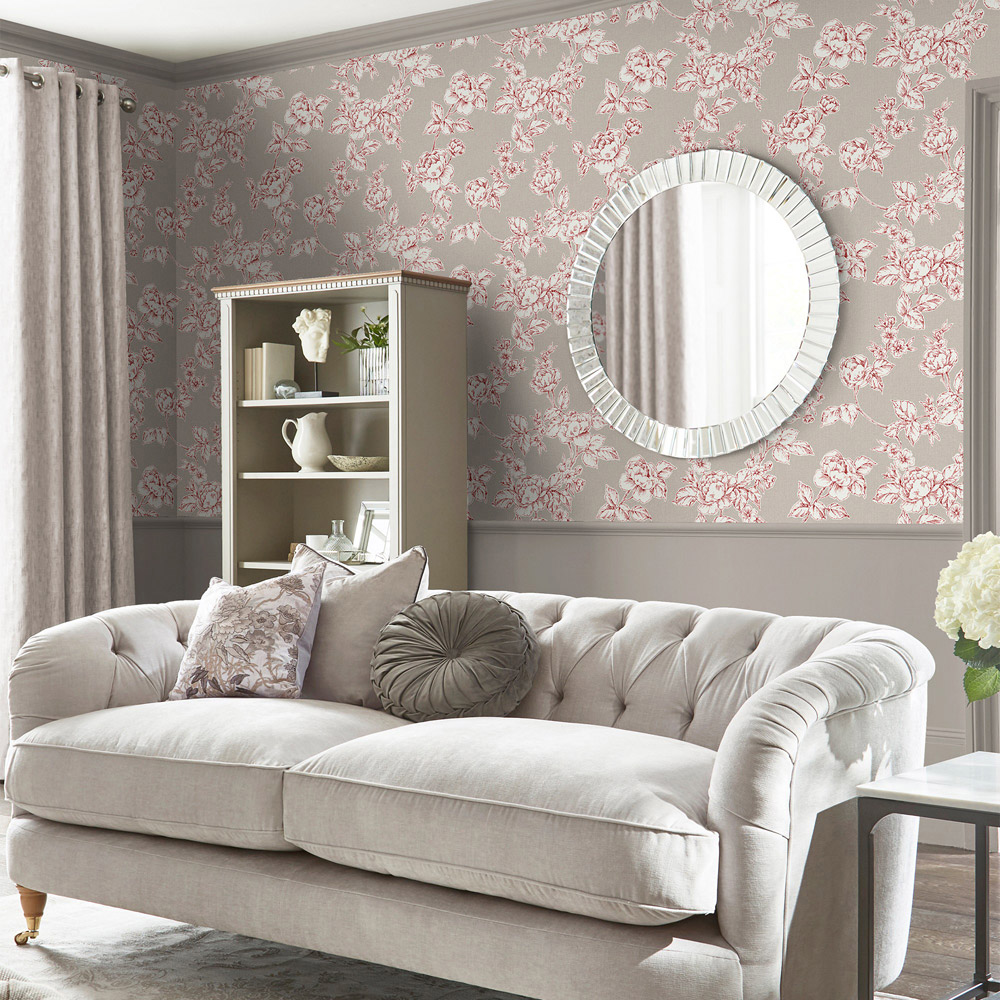 Laura Ashley Pollington Roses Dark Dove Grey Wallpaper Image 3
