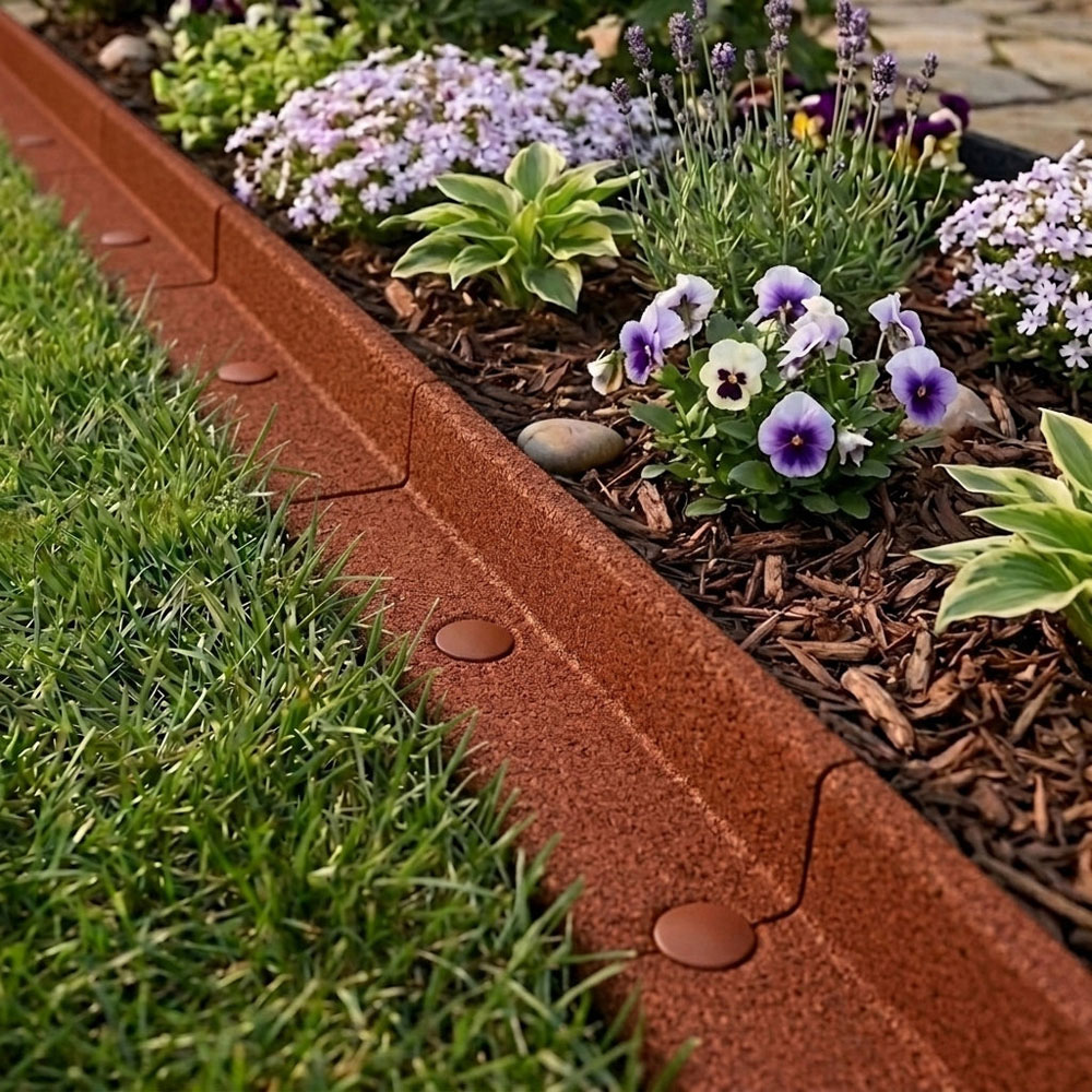 MonsterShop Terracotta Flexible Lawn Edging with Mallet 28.8m Image 2