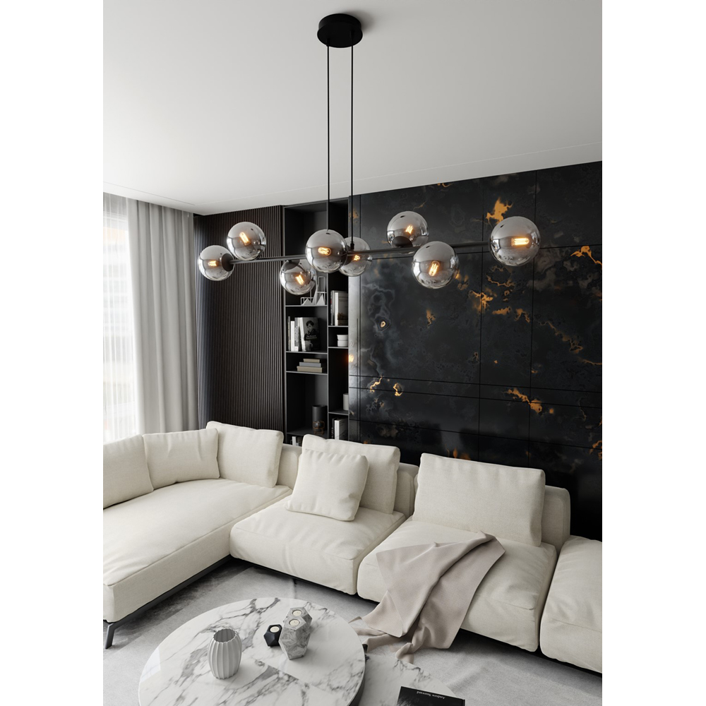 Emibig Rossi 8 Light Graphite Shade Black E14 Ceiling Pendant Light Image 6