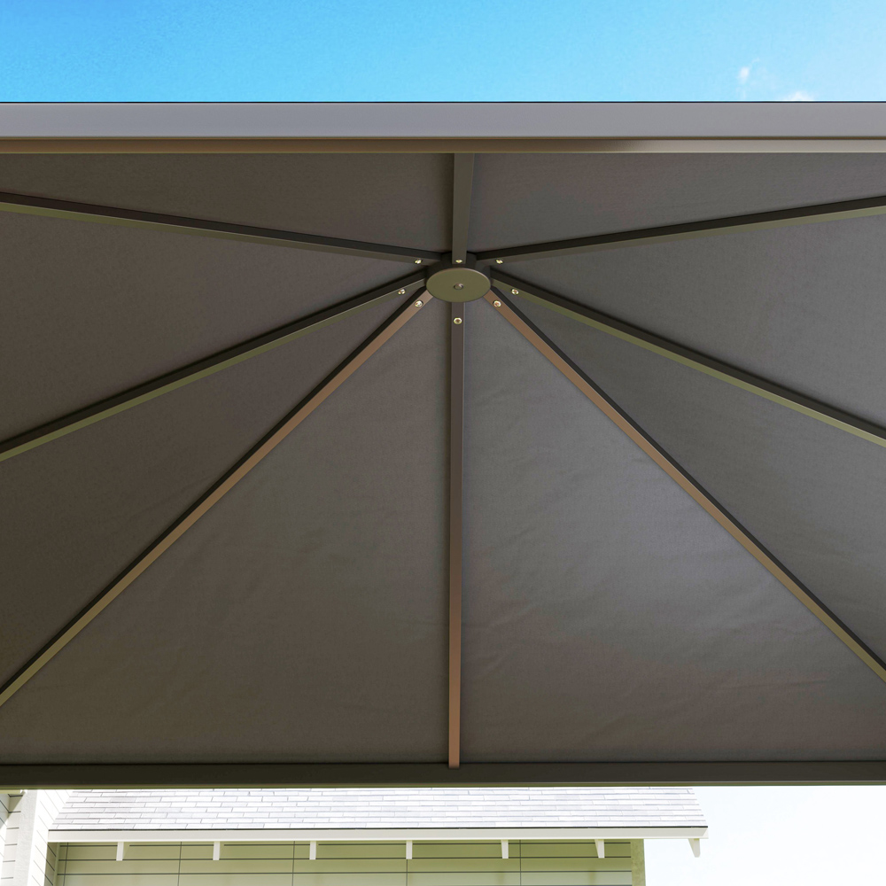 Outsunny 3 x 3m Grey Garden Gazebo with Extendable Awning and Wheels Image 4