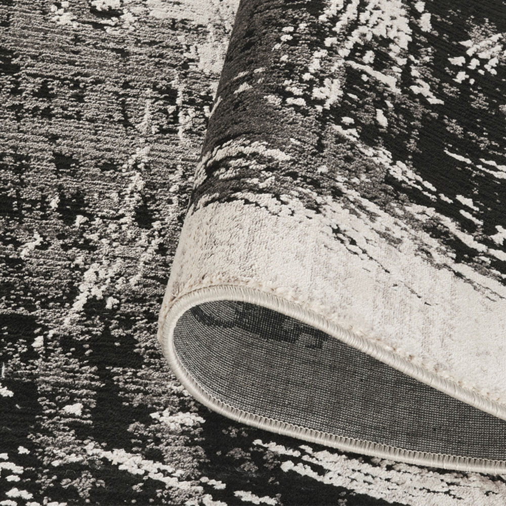 Mayfair Living Room Area Rug Metallic Sheen Contemporary Modern Canvas Design - Black 160cm x 230cm Image 3