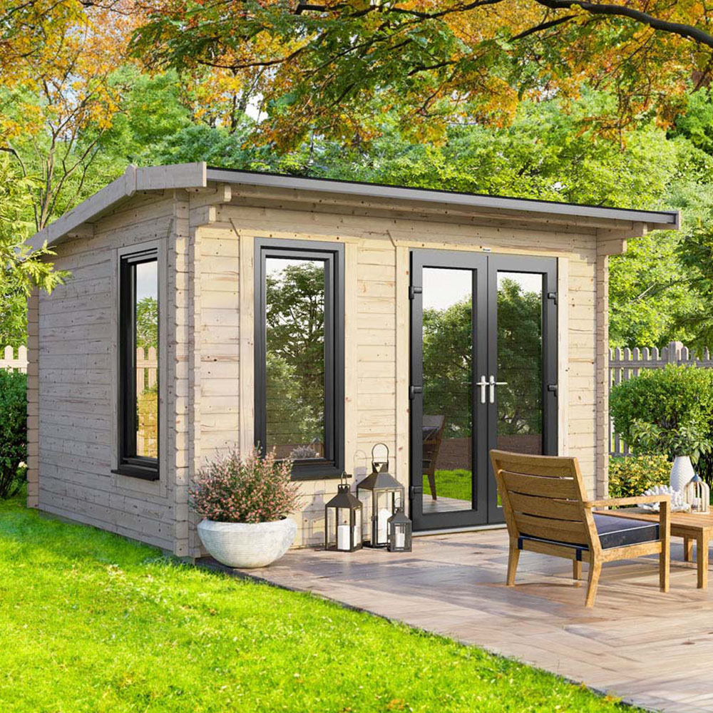 Power Sheds 12 x 8ft Right Double Door Apex Log Cabin Image 2