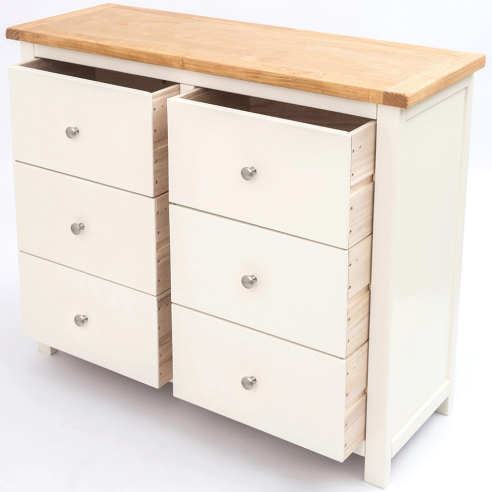 Cabinet Bits Maggiori 6 Drawer White Chrome Knob Chest of Drawers Image 5