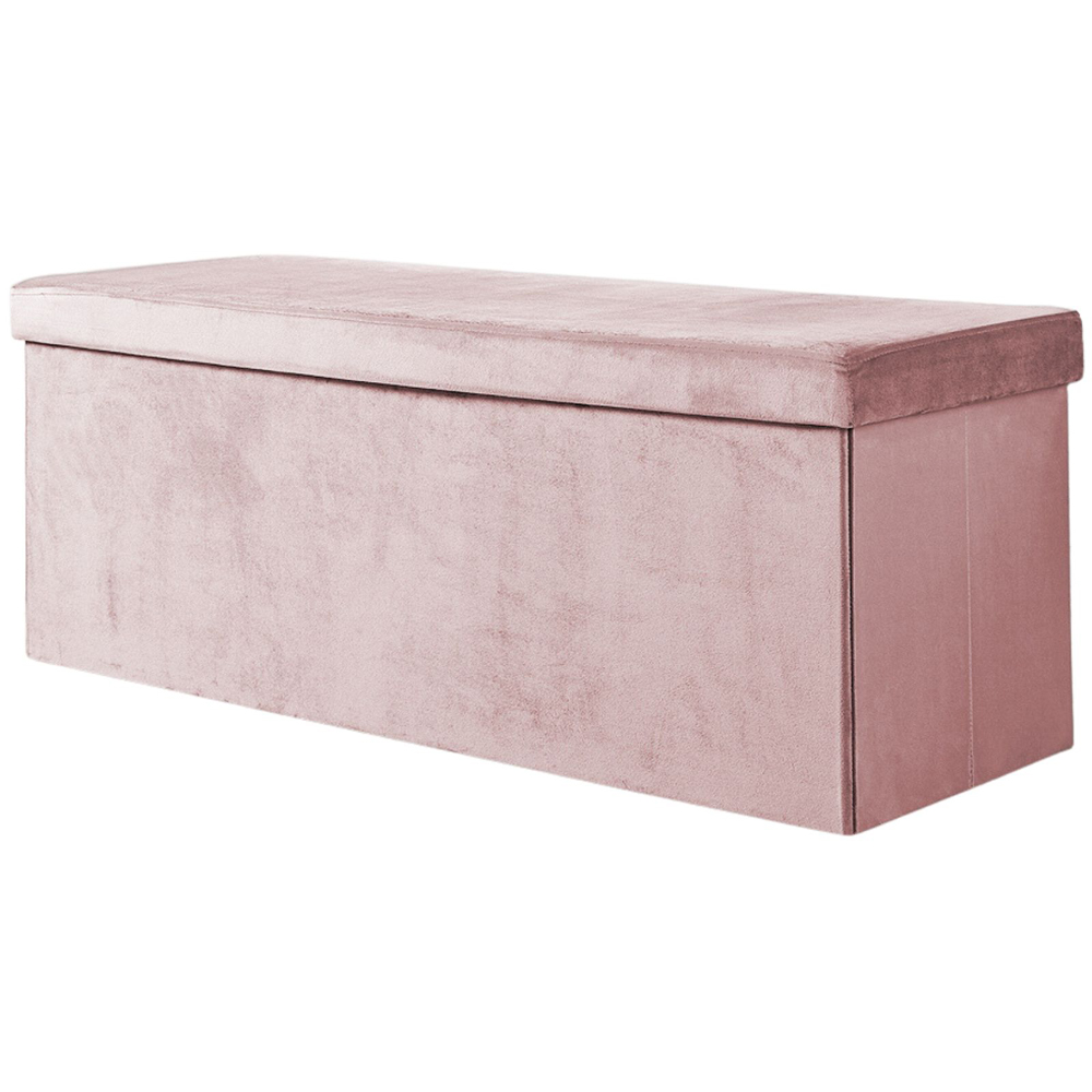 Home Source Sofia Blush Pink Rectangular Folding XL Storage Ottoman Image 2