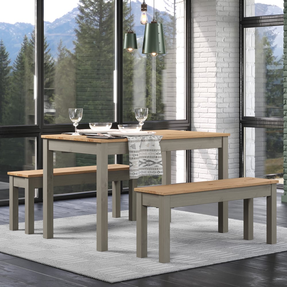 Core Products Corona Linea 4 Seater Dining Table Bench Set Grey Image 4
