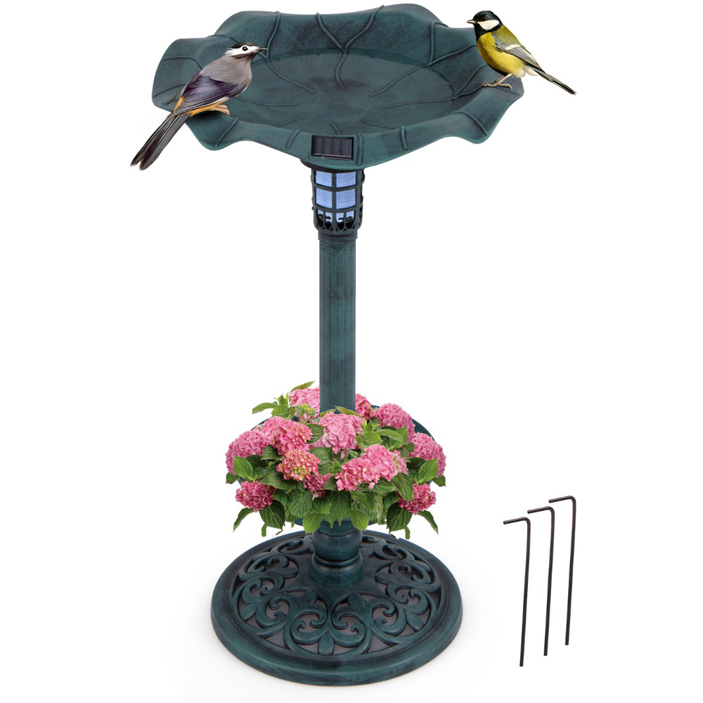 Costway Antique Solar Powered Bird Bath and Feeder Set Image 3