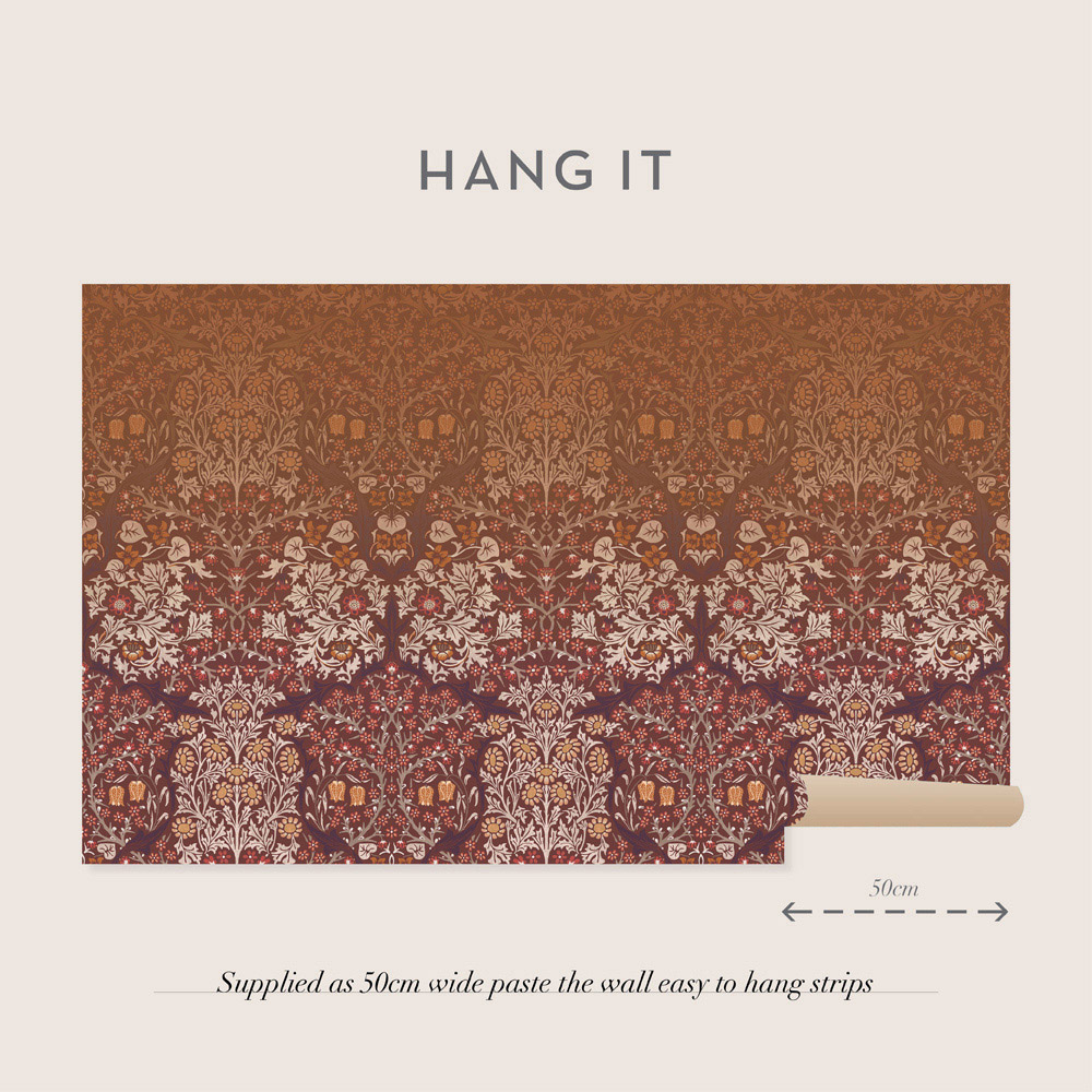 William Morris Blackthorn Red Mural Image 4