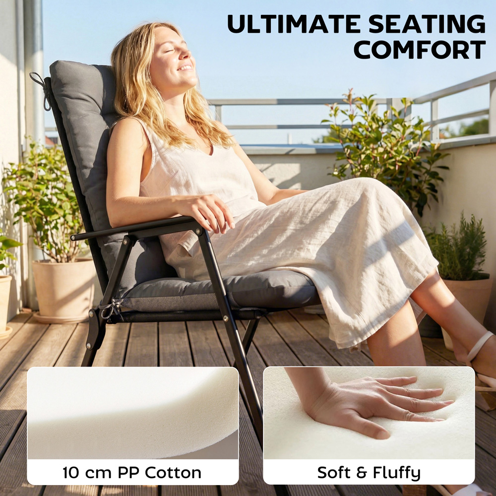 Outsunny Dark Grey Waterproof Garden Chair Cushion 111.5 x 53cm 4 Pack Image 8