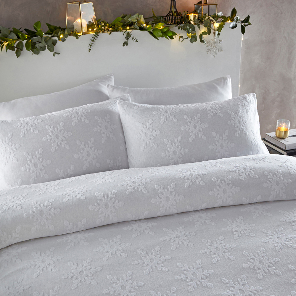 furn. Snowflake Double White Duvet Cover Set Image 2