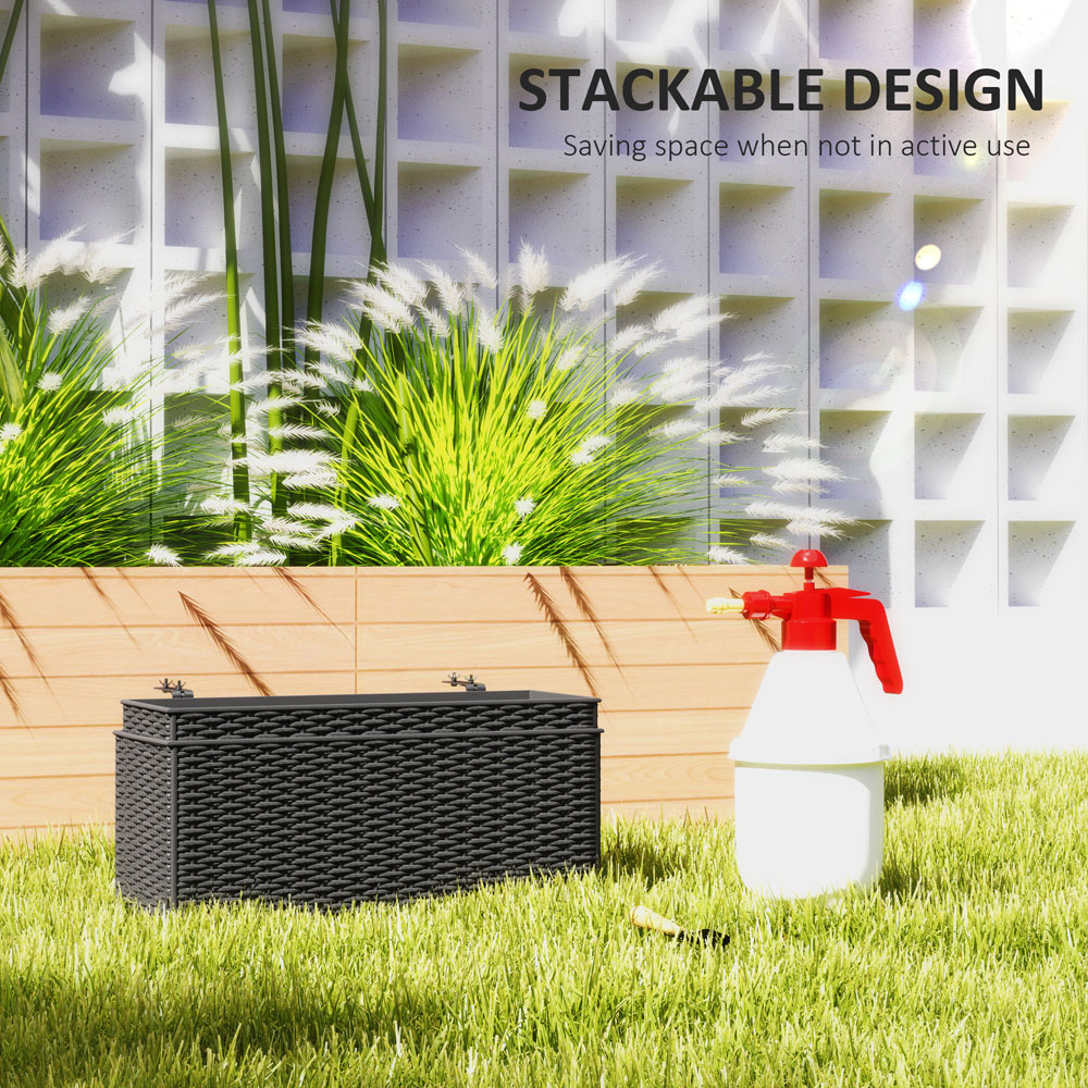 Outsunny Black Rattan Look Hanging Flower Box 50cm 2 Pack Image 5