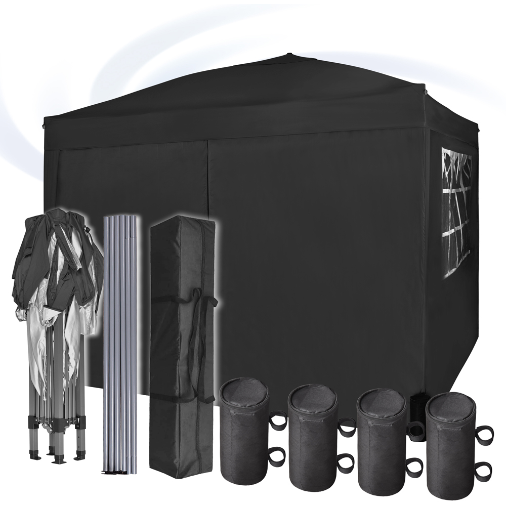 Black Pop Up Outdoor Canopy Tent with Removable Sidewalls 3 x 3m Image 4