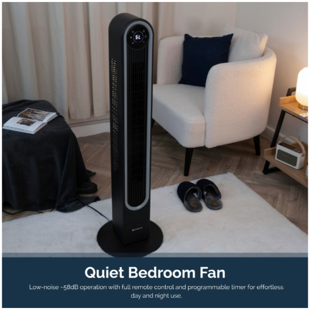 Rediffusion Halo Black Quiet Cooling Digital Tower Fan with Warm White Halo Light 42 inch Image 4