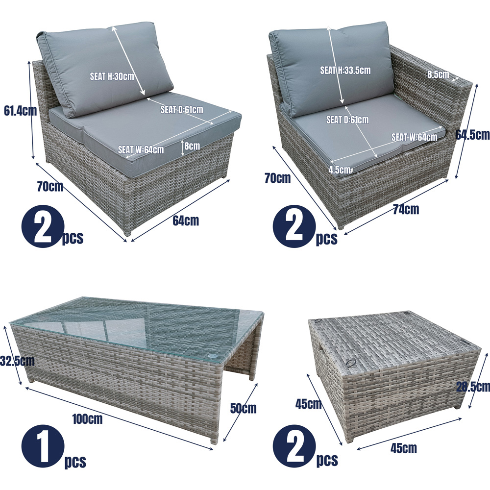 Furniture One 6 Seater Grey Rattan Garden Dining Set with Cushion Image 9