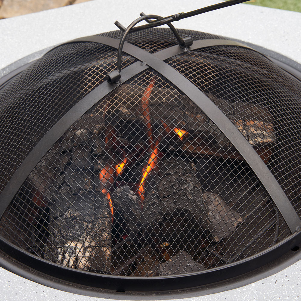 Field & Flame Rhoda Concrete Grey Wood Burning BBQ Fire Pit Image 5