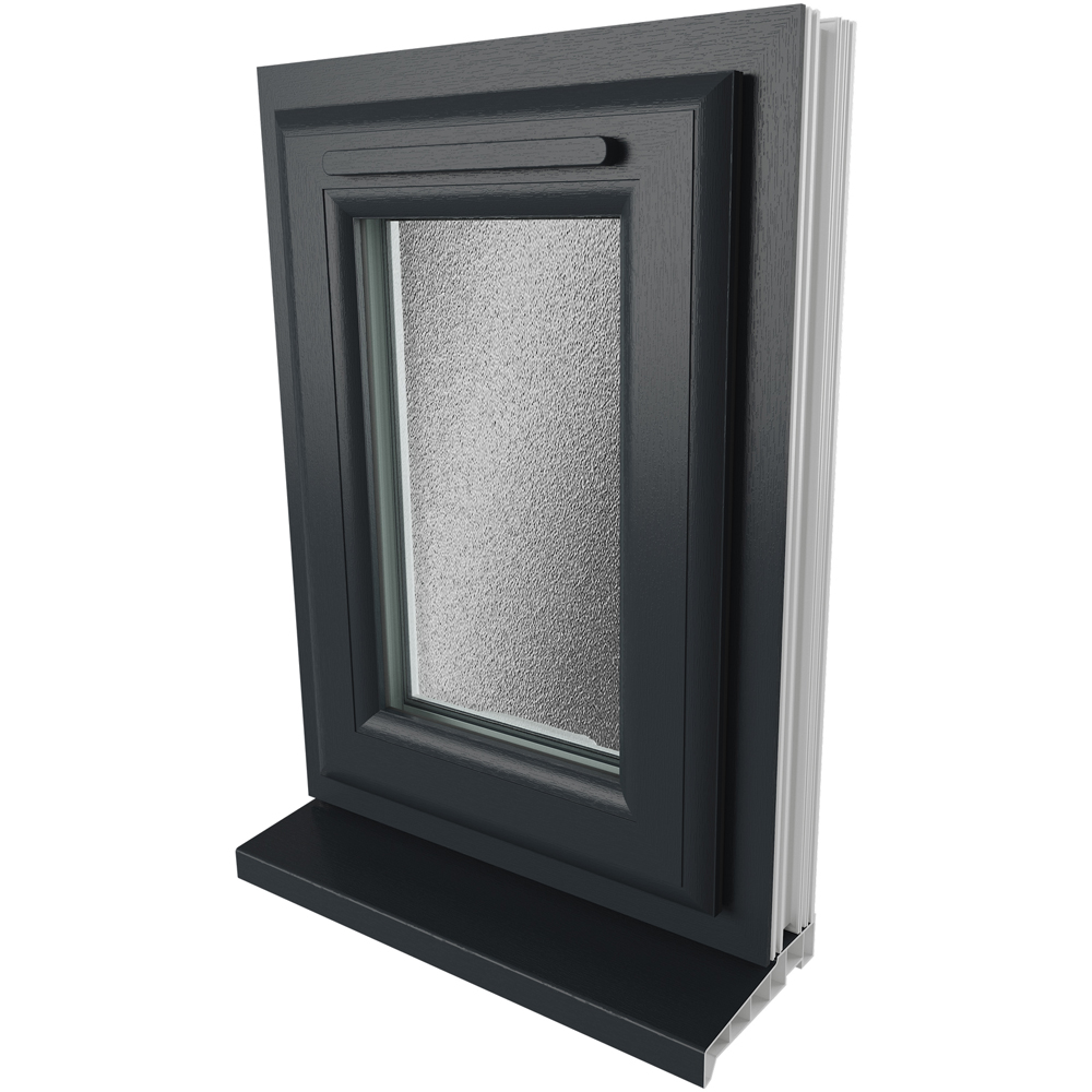 Crystal uPVC Double Glazed Window Top Hung Opener Grey White Obscure Glass 440x610mm Image 9