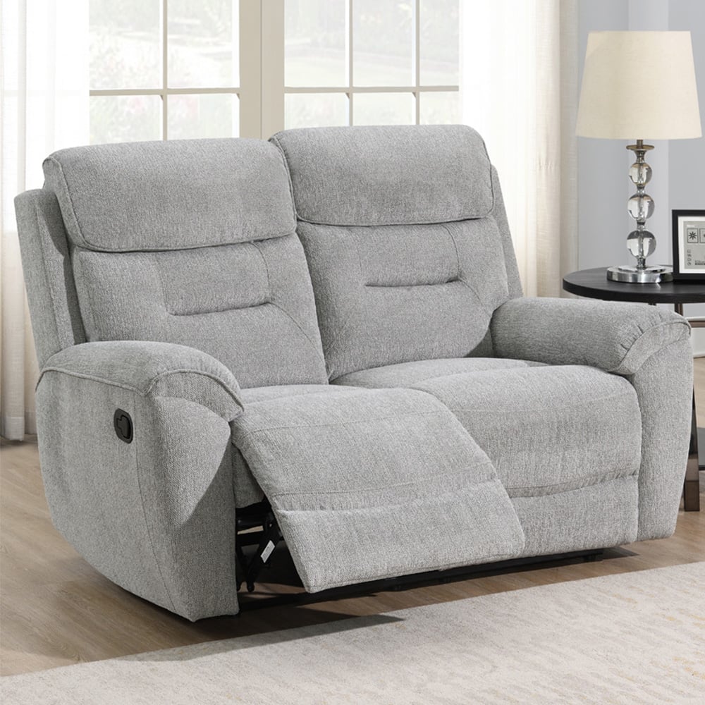 Clinton 2 Seater Light Grey Manual Recliner Sofa Image 1