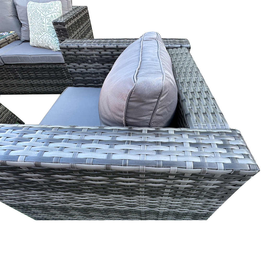 Florence 8 Seater Grey Rattan Firepit Table Garden Corner Lounge Set Image 5