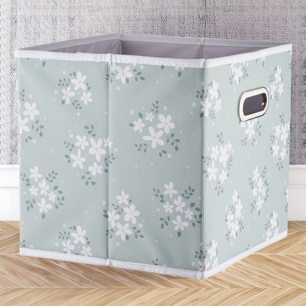 Green Floral Storage Cube Green Image 1
