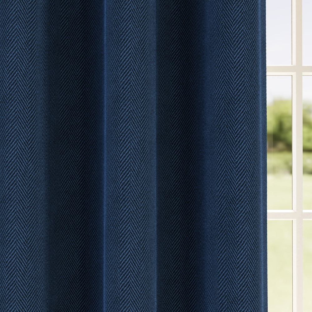 Enhanced Living Navy Herringbone Blackout Eyelet Thermal Curtains 229 x 229cm Image 3