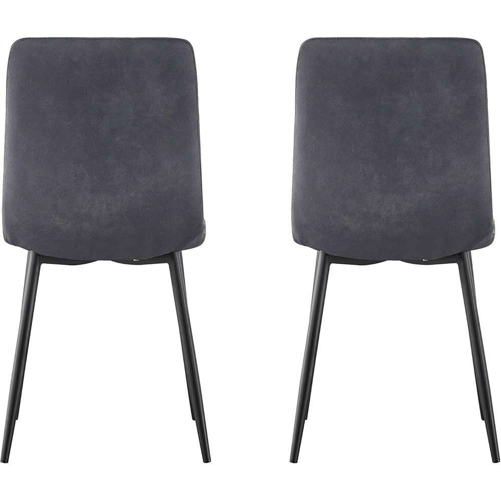 Henri Set of 2 Dark Grey Faux Suede Leather Dining Chairs Image 5