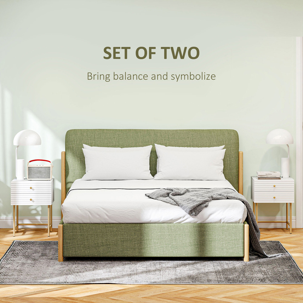 Portland 2 Drawer White Bedside Table Set of 3 Image 8