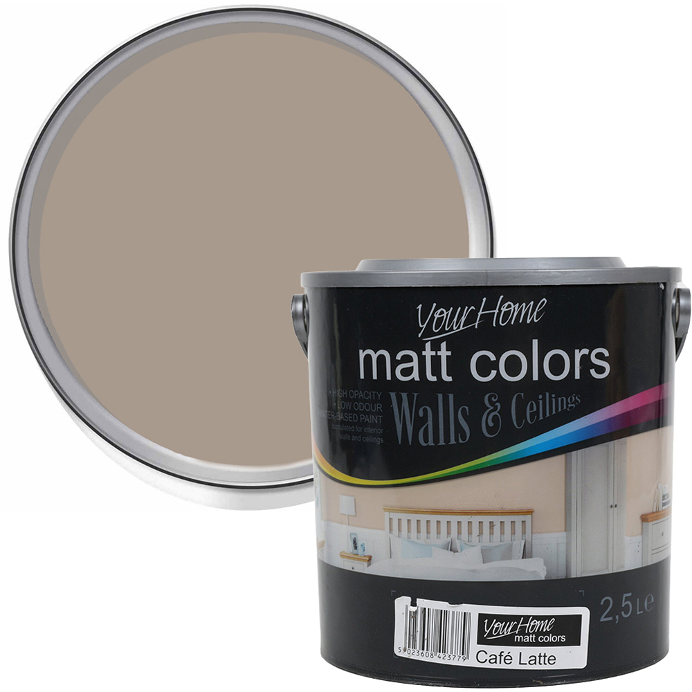 Your Home Walls & Ceilings Cafe Latte Matt Emulsion Paint 2.5L Image 1