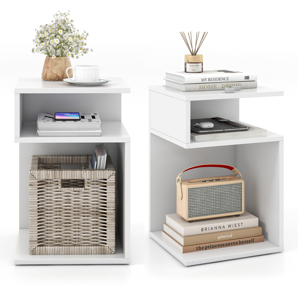 Costway 2 Shelf White S Shaped Side Table Image 4