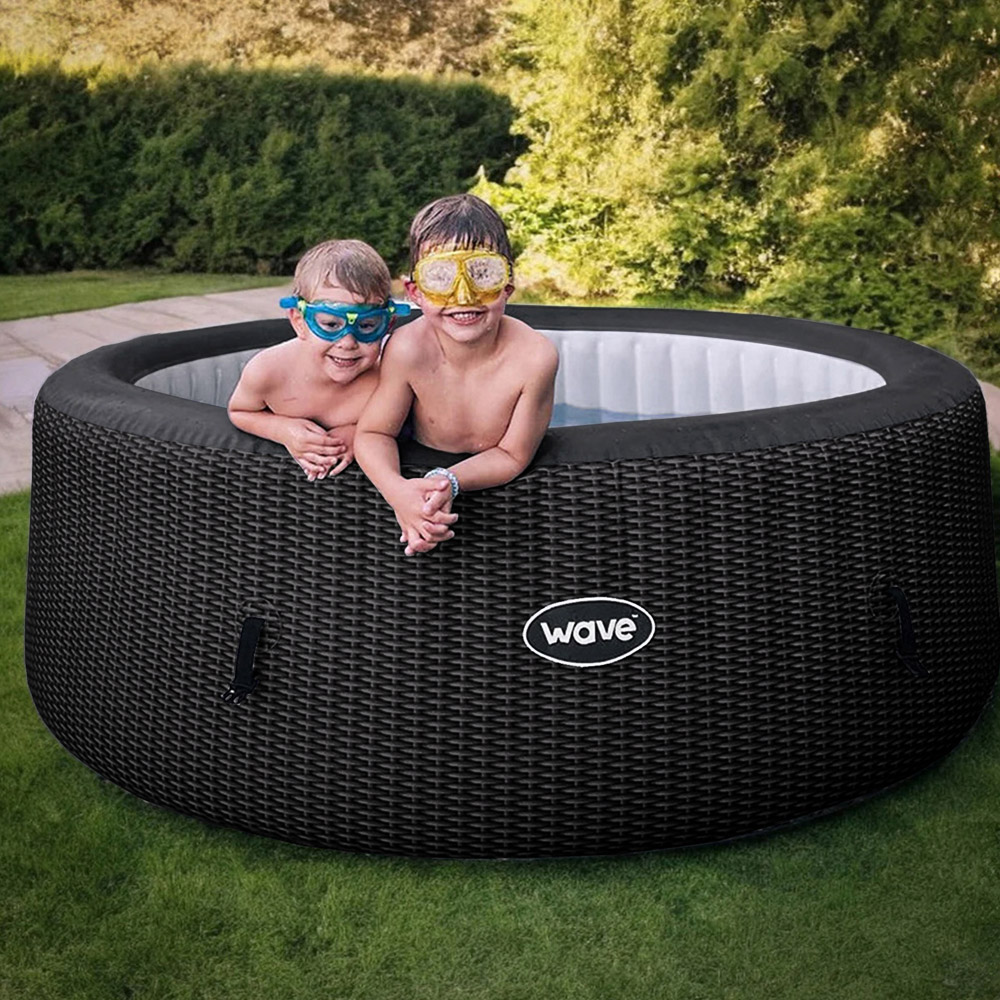 Wave Atlantic 6 Person Slate Rattan Inflatable Hot Tub with Integrated Heater Image 2