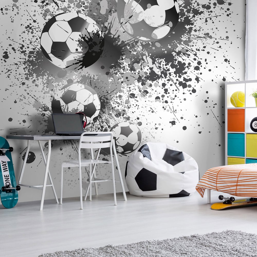 Origin Murals Football Splash Grey Wall Mural Image 3
