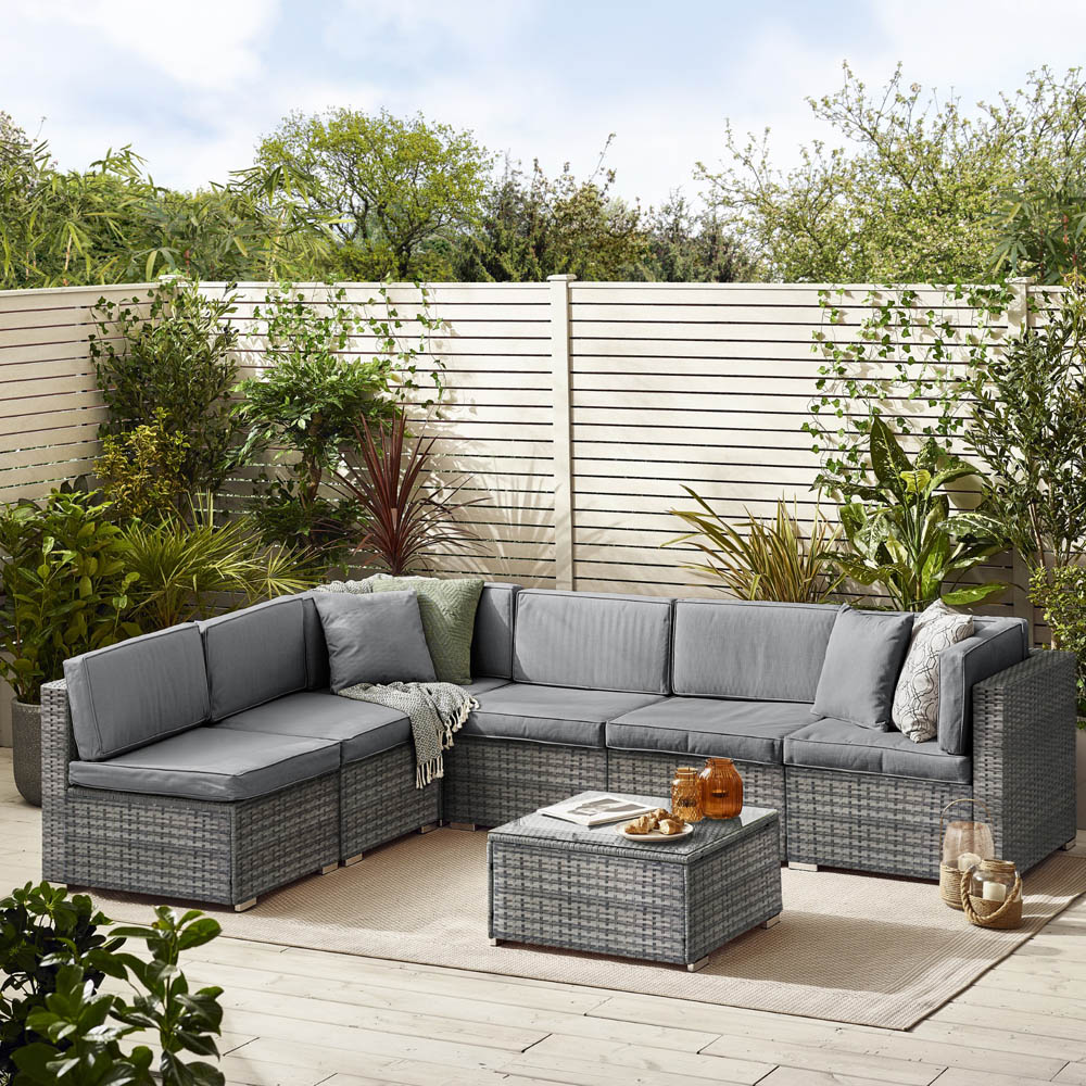 Furniturebox Windermere 6 Seater Grey Rattan Sofa Lounge Set Image 7