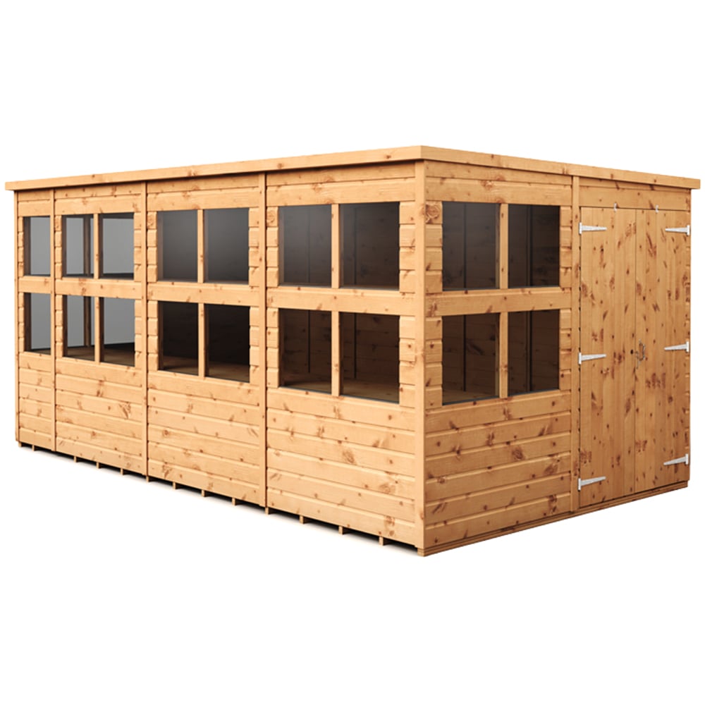 Empire Sheds 14 x 8ft 2 Door Dipped Treated Tongue and Groove Pent Potting Shed Image 1