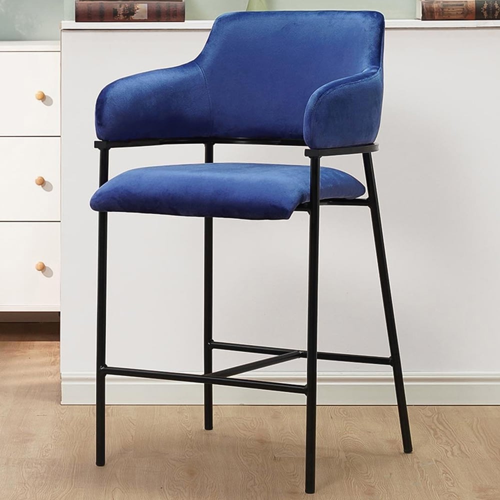 Taylor Blue Velvet Touch Bar Stool Image 1