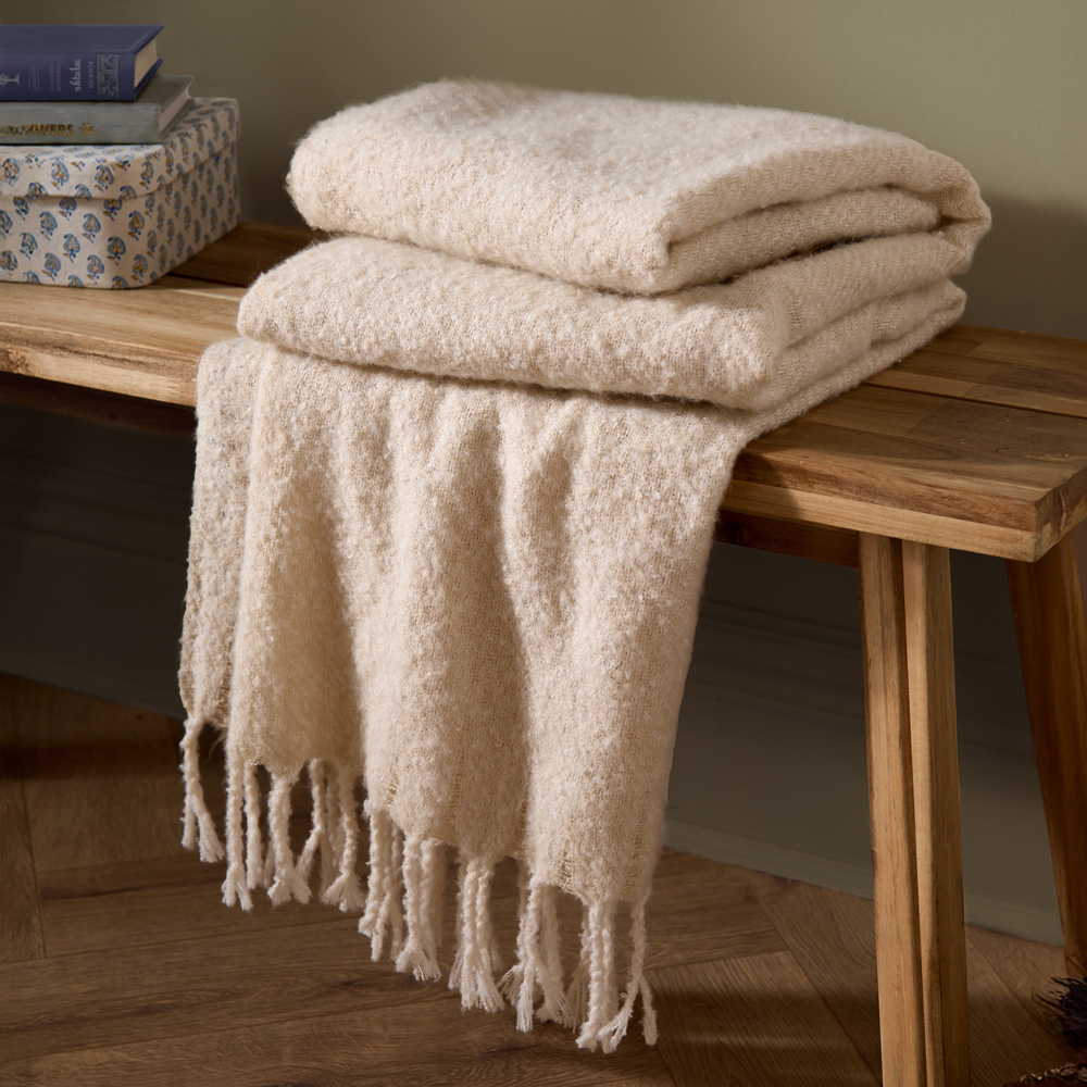Wylder Isla Cream Nature Woven Tasselled Throw 130 x 180cm Image 2
