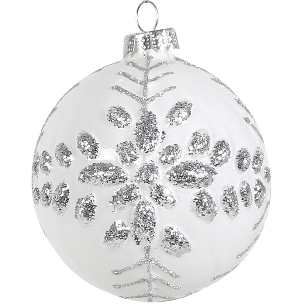 Single Frosted Fairytale Silver Glitter Bauble in Assorted styles Image 2